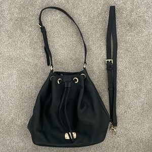 Michael Kors Black soft pebble Leather Bucket Drawstring Convertible Bag